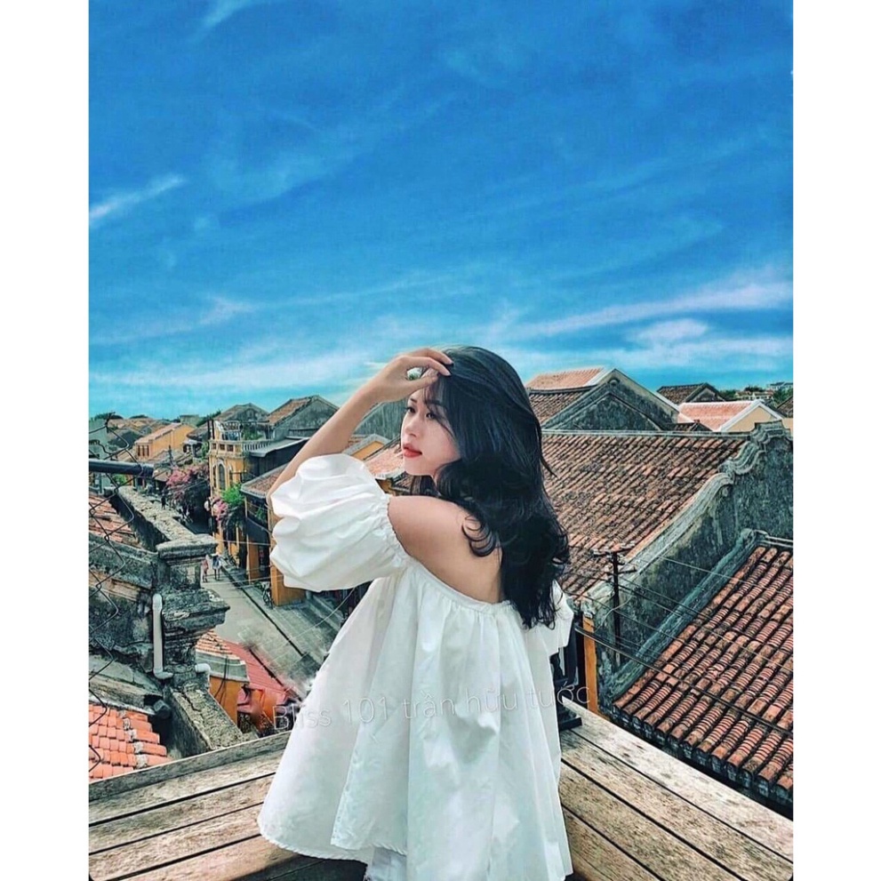 Áo trễ vai nữ bánh bèo- tay phồng xa hoa form rộng chất vải đẹp thời thượng A678 Nội Y Xanh hàng đẹp trendy - nội y xanh