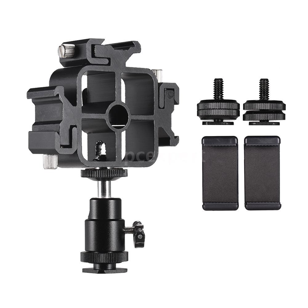 PCER◆ Triple Cold Shoe Mount Flash Speedlite Bracket Photography Umbrella Holder with Ballhead Adapt