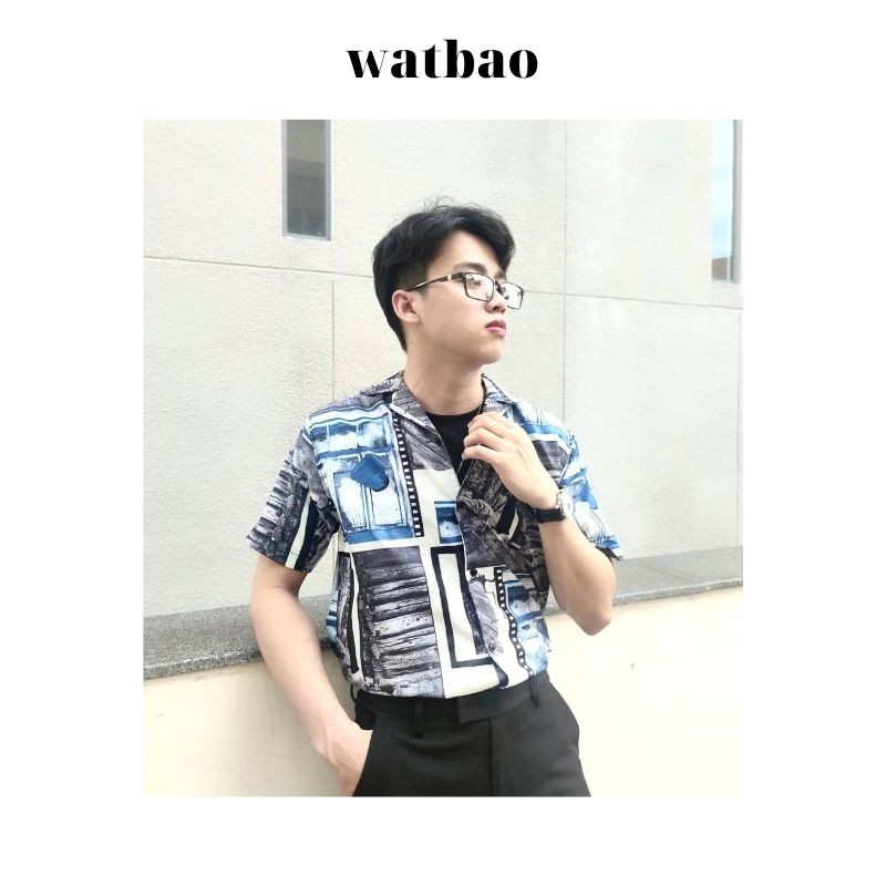 Áo sơ mi nam tay ngắn 💚 FreeShip 💚 Áo sơ mi nam tay ngắn họa tiết bông đẹp tay ngắn thoáng mát mềm mịn watbao