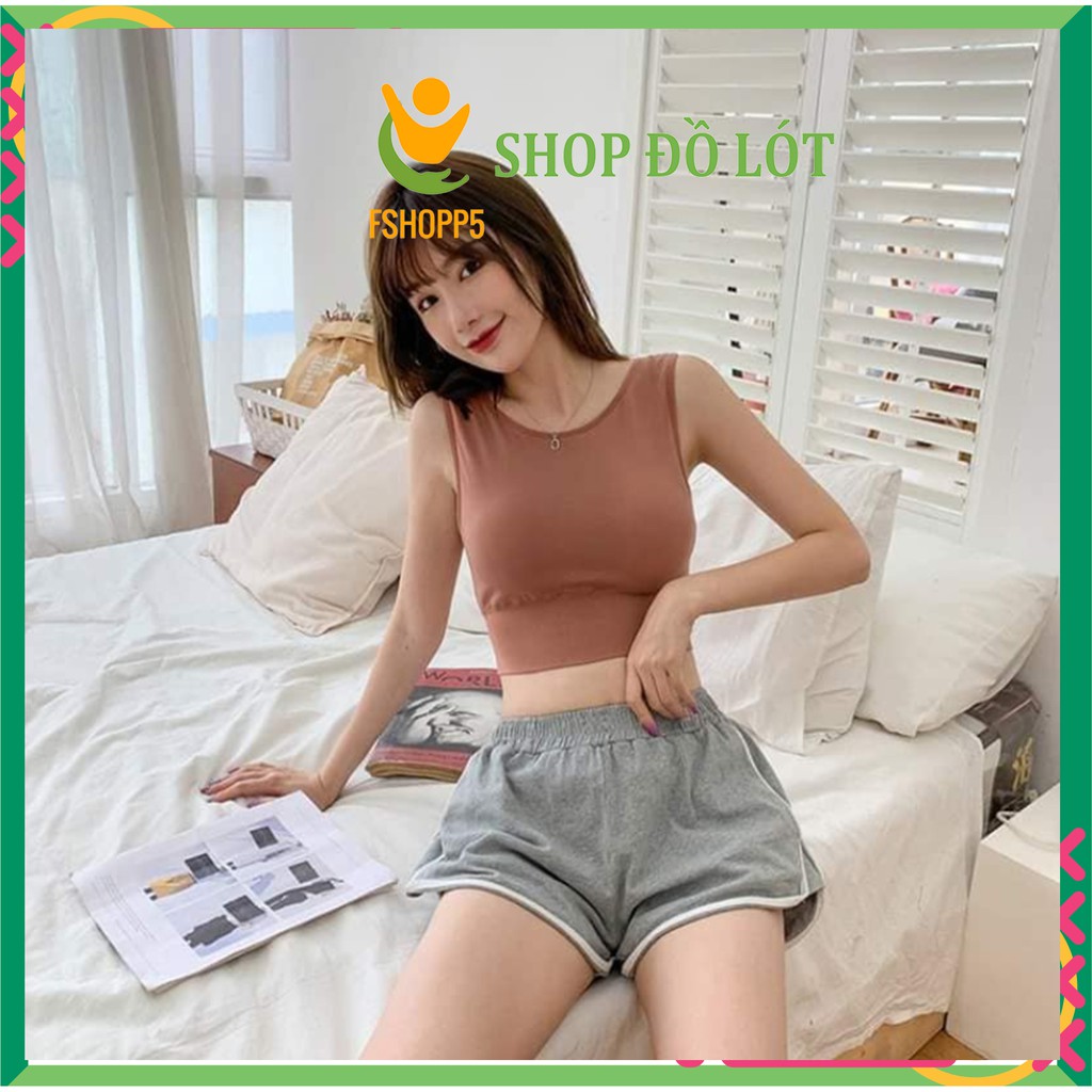 Áo croptop ôm body sexy cao cấp Bra nữ thun trơn thể thao sát nách đệm mỏng FSHOPP5