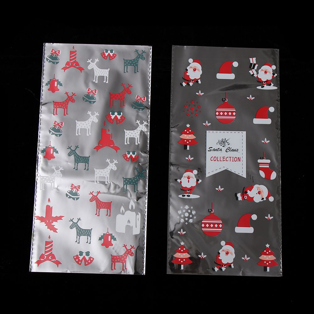 Set 50 Túi Nhựa Đựng Bánh Kẹo Họa Tiết Giáng Sinh Năm Mới