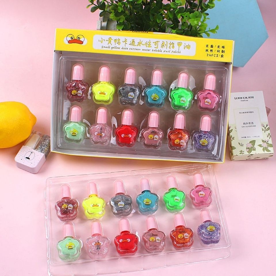 Hộp sơn móng tay 12 màu không độc hại chống thấm nước có thể giặt sạch cho bé