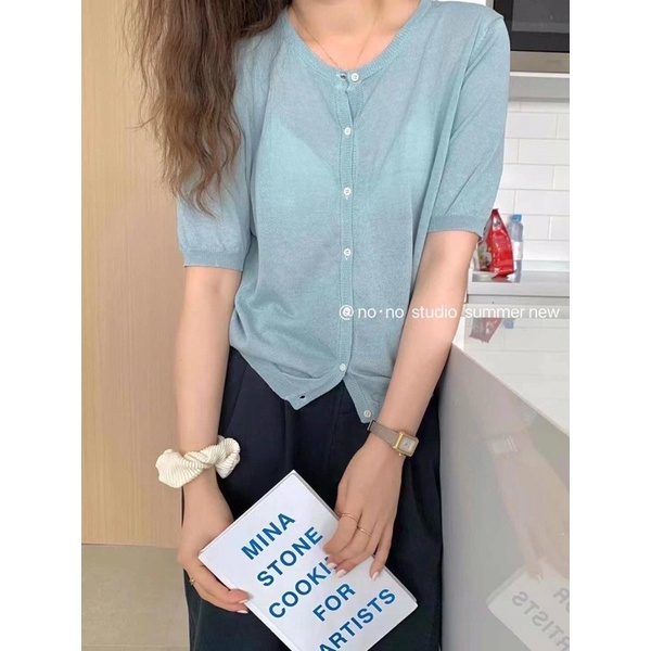 Áo cardigan tay ngăn cổ chữ V thời trang thiết kế mỏng dành cho nữ | BigBuy360 - bigbuy360.vn