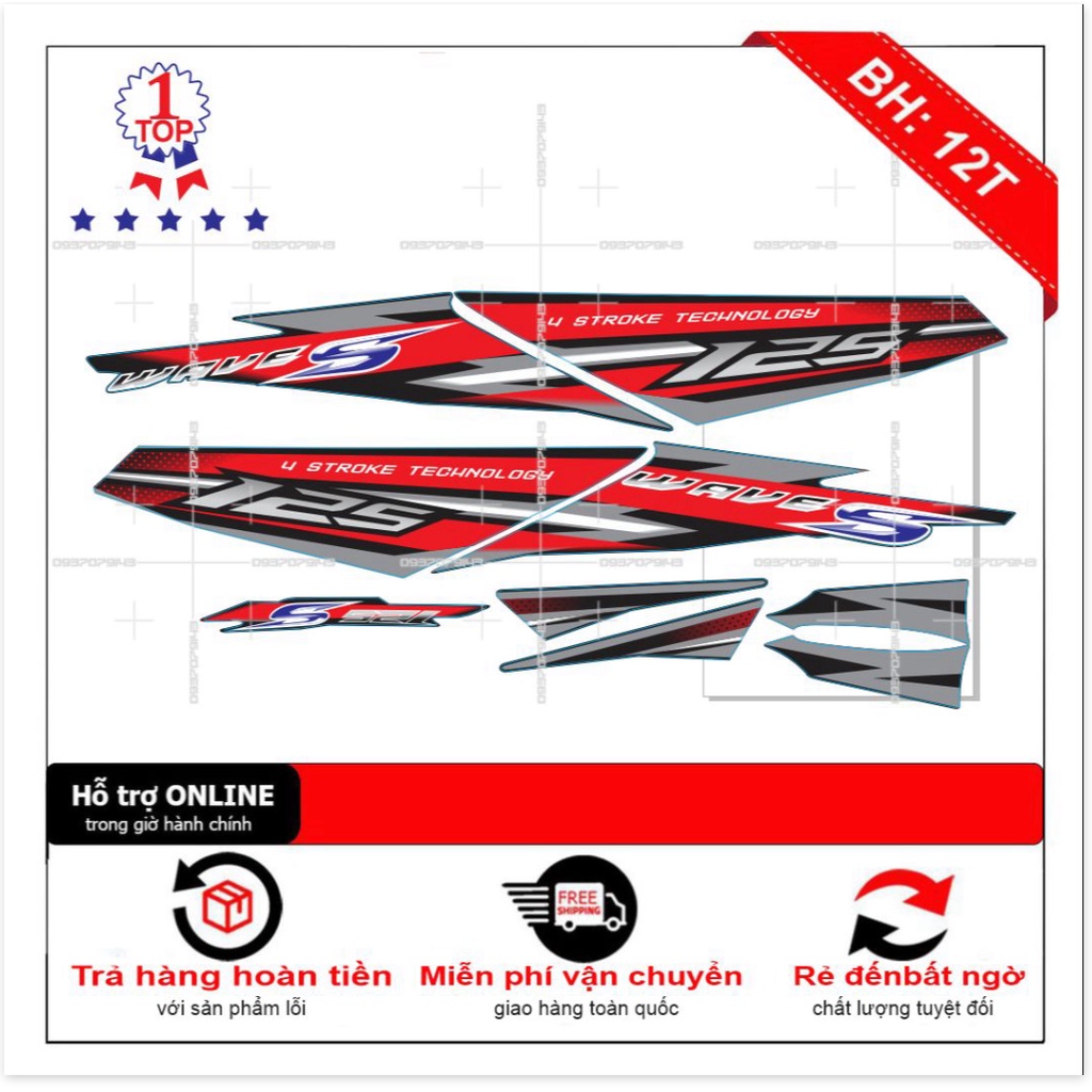 ( Quí khách vui lòng mang ra tiệm cho thợ dán ) Tem wave S 125 thái