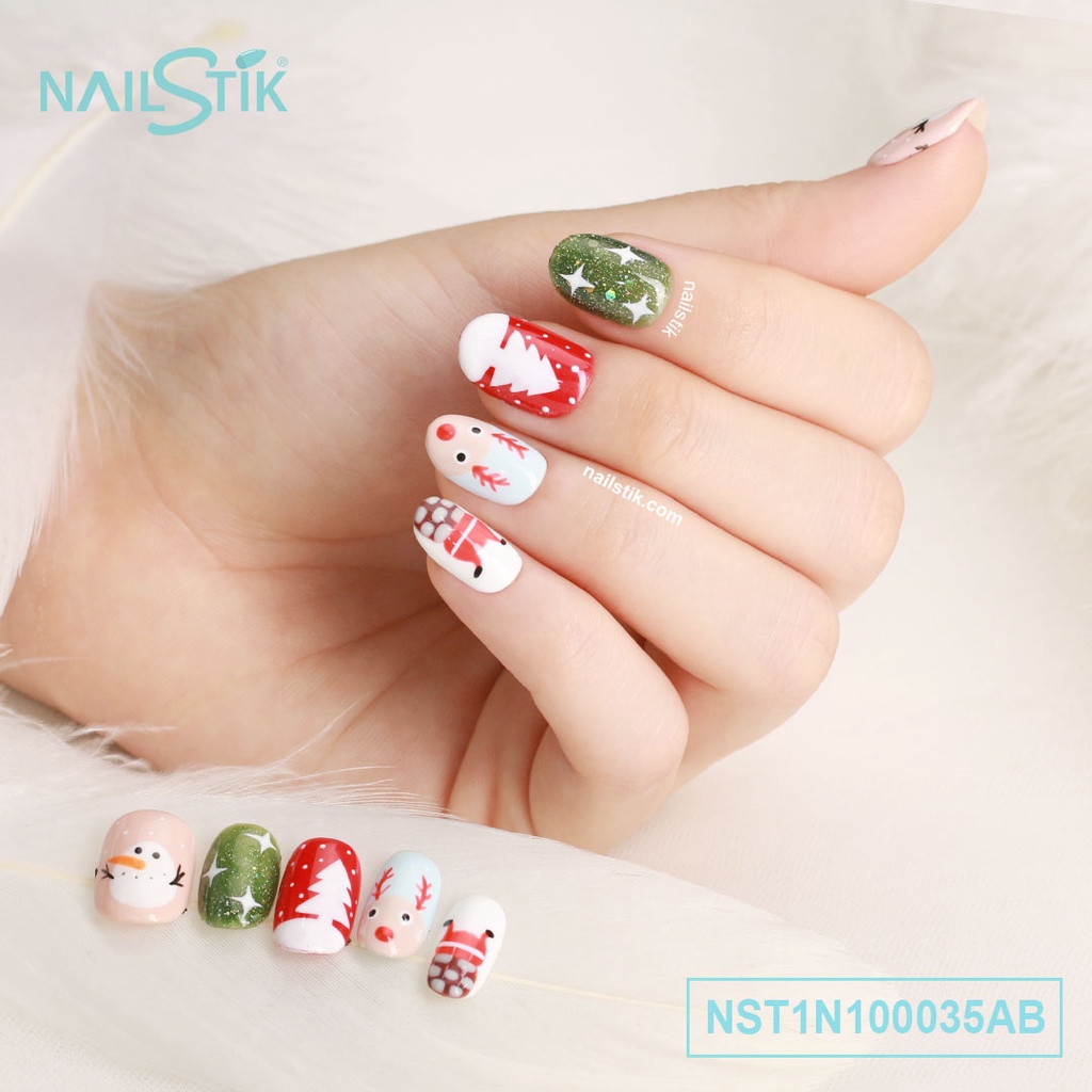 Móng úp thiết kế by NAILSTIK, màu color, form móng bầu, ngắn, 035