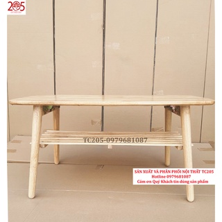 Bàn trà đạo chân xếp gỗ tự nhiên, bàn sofa 2 tầng