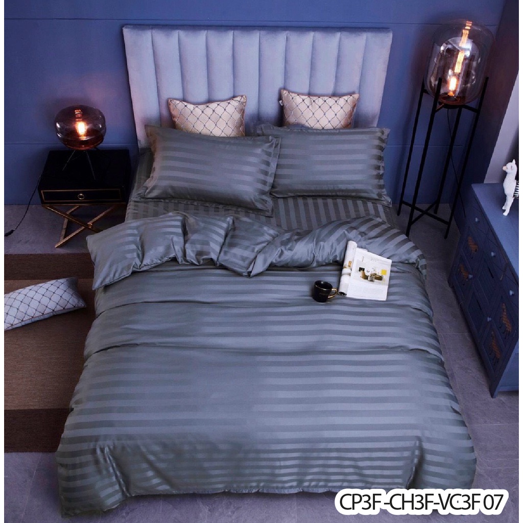 Bộ chăn ga gối kẻ sọc cotton 3F cho khách sạn, resort, nhà nghỉ - GIÁ TỐT - Đủ Size