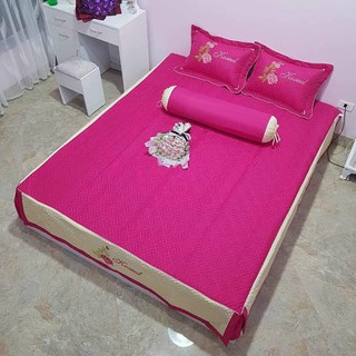 Bộ ga+2 gối trần bông dày dặn xẻ góc ( ga chùm, phủ xuống giường) đủ size,