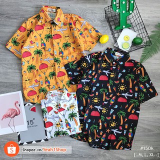 [Yeah1Shop]- Áo sơ mi vẹt và cây dừa (M, L, XL) (SMHH)