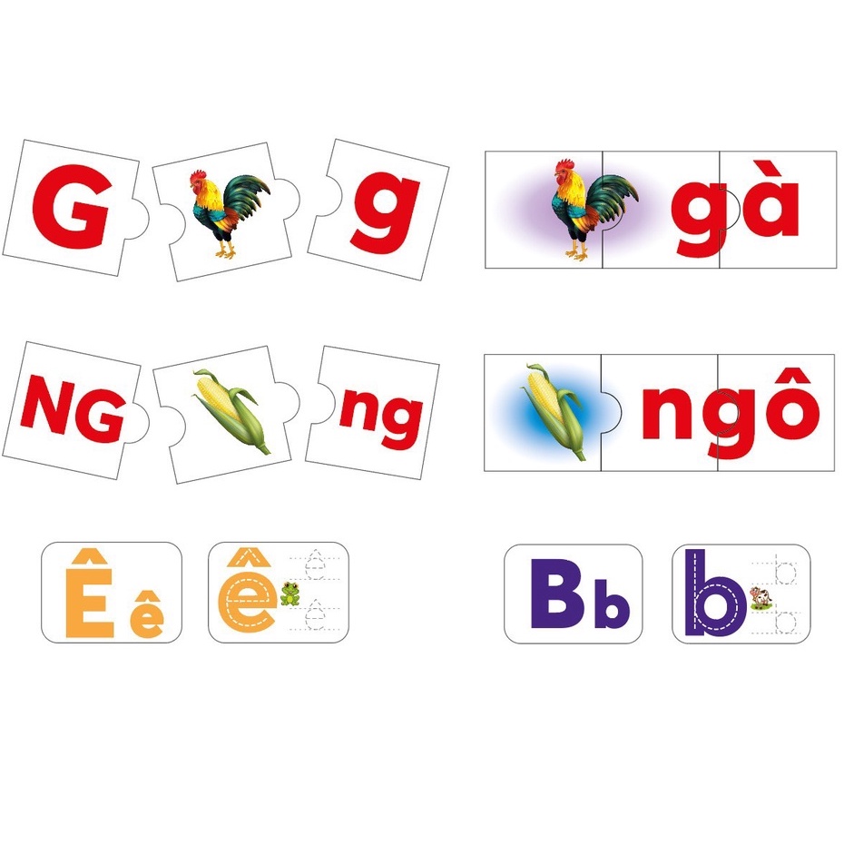 [3in1] Bộ Thẻ Chữ Cái - Ghép Hình - Ghép Vần Tiếng Việt 3in1 không thấm nước, viết xóa được