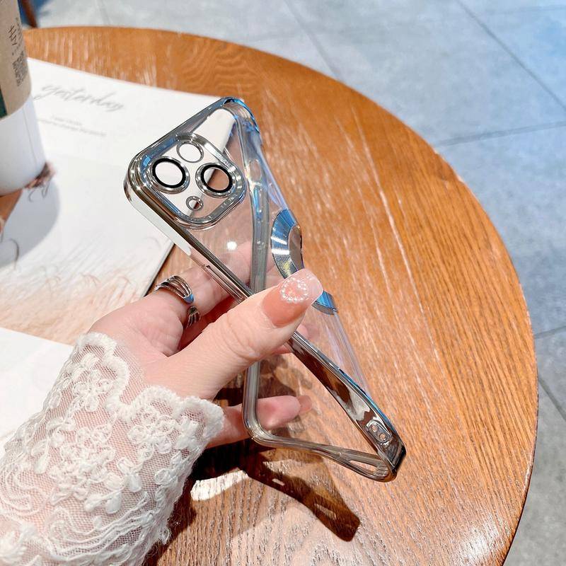 Ốp Điện Thoại Mặt Kính Trong Suốt Mạ Viền Logo Sang Trọng Bảo Vệ Camera Cho iPhone 12 13 Pro Max 12 13
