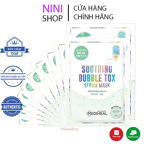 Mặt Nạ Sủi Bọt Thải Độc, Cấp Ẩm, Làm Dịu Da Mediheal Soothing Bubble Tox Serum Mask 25ml - Ninishop