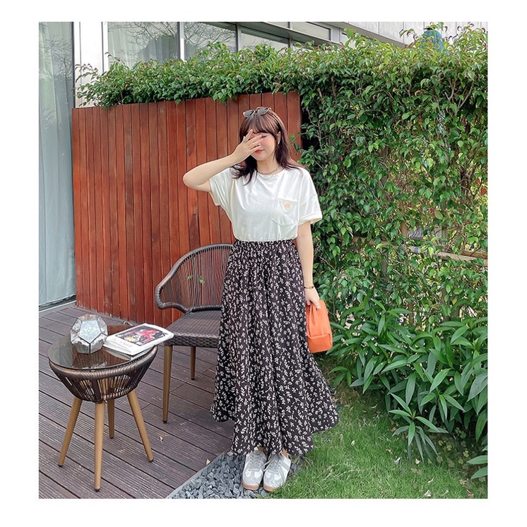 Chân váy dài hoa nhí cạp chun dáng suông vintage ulzzang LALY CV01 | BigBuy360 - bigbuy360.vn