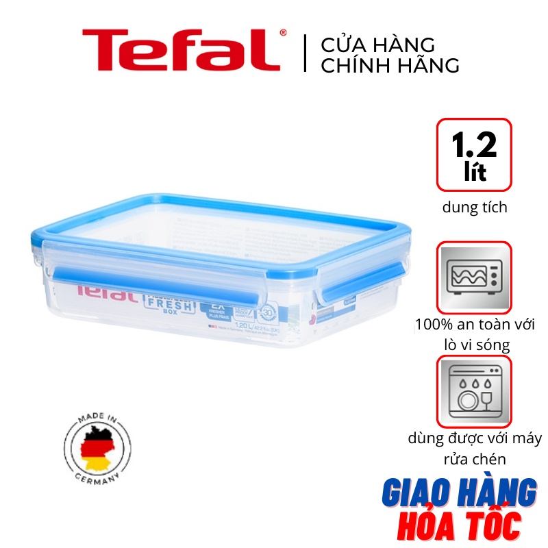 Hộp nhựa vuông Tefal Masterseal Fresh K3021422 - 1.2L - xanh
