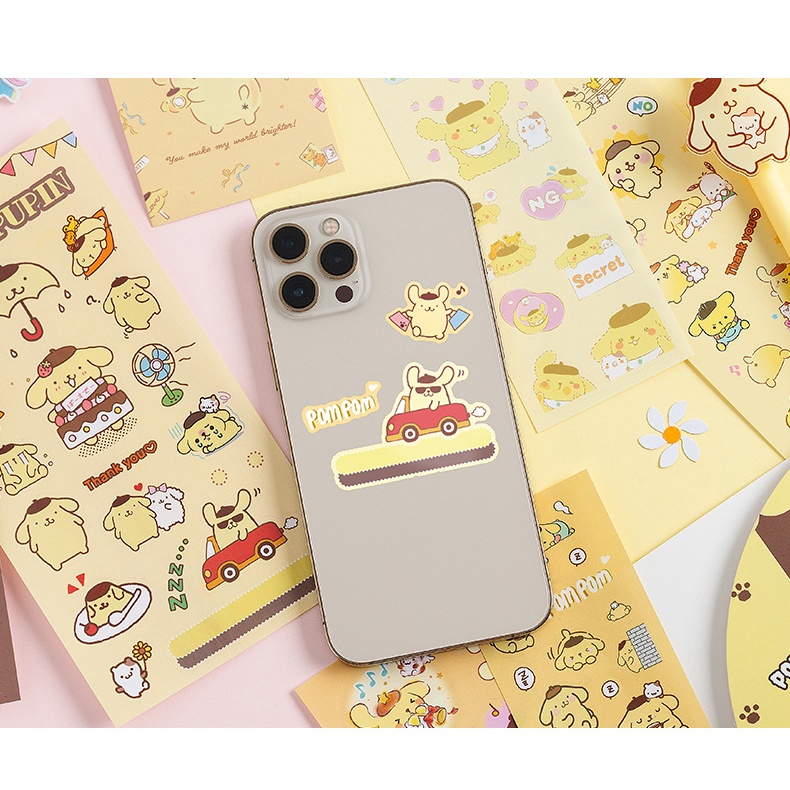 SANRIO Bộ 6 Tấm Hình Dán Kuromi Cinnamoroll Dễ Thương Bằng PVC Dùng Trang Trí Sổ Tay DIY 3 Cái