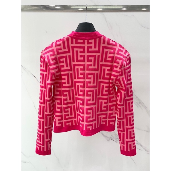 Áo len croptop dáng ôm đóng khuy thương hiệu Balmain cao cấp