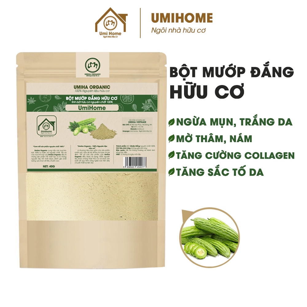 Bột đắp mặt Mướp Đắng nguyên chất UMIHOME 40g làm sạch mụn trứng cá, mờ thâm và tăng cường sắc tố da