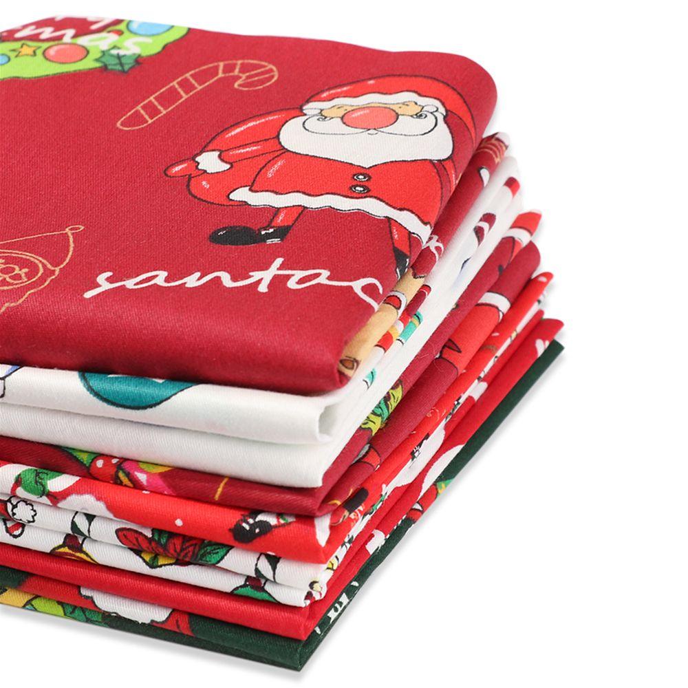 Set 10 Miếng Vải Cotton Họa Tiết Giáng Sinh Dùng Để Trang Trí Thủ Công