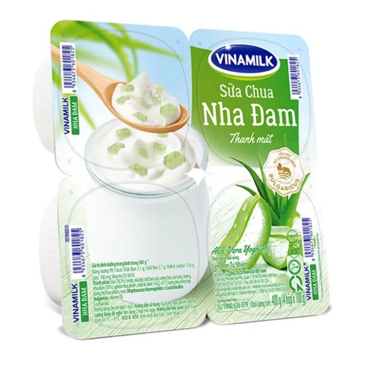 Lốc 4hộp sữa chua ăn Vinamilk có đường/ít đường/nha đam 100g