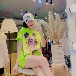 Áo thun tay lỡ hình cô gái phông Unisex nam nữ oversize form rộng 4 màu chất coton thoáng mát