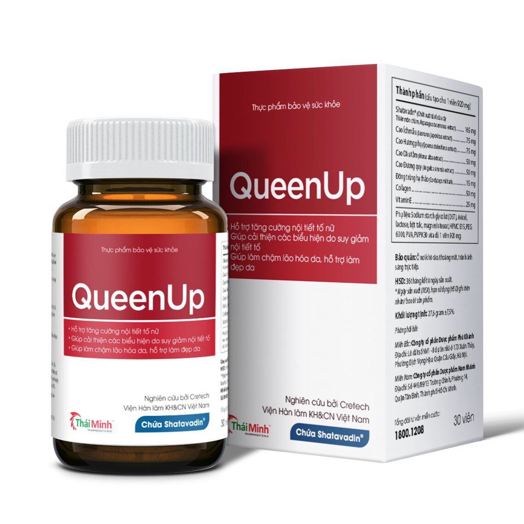 QueenUp - Hỗ Trợ Tăng Cường Nội Tiết Tố Nữ, Chậm Quá Trình Lão Hoá Da, Hỗ Trợ Làm Đẹp Da