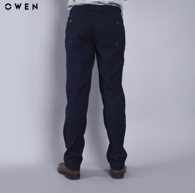 OWEN - Quần âu nam màu xanh đen Regular fit cạp tăng đơ co dãn