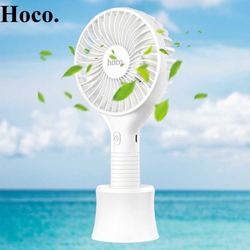 ✅Quạt cầm tay Hoco F13 điều chỉnh 3 tốc độ, dung lượng 1500mAh, sử dụng 3-5h có giá đỡ tiện lợi tháo rời