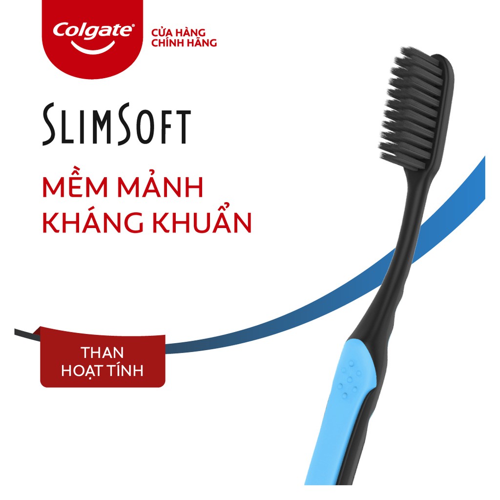 [Mã COSCOL3 giảm 8% đơn 250K] Bàn chải đánh răng Colgate than hoạt tính kháng khuẩn SlimSoft Charcoal mềm mảnh