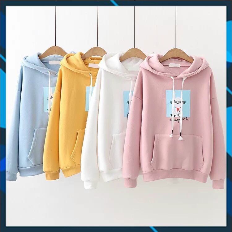 ÁO HOODIE NỮ ️FREESHIP️ áo khoác hoodie VẢI NỈ NHIỀU MÀU IN HÌNH MÈO CUTE AO HOODIE FREE SIZE DƯỚI 60KG SnowGem