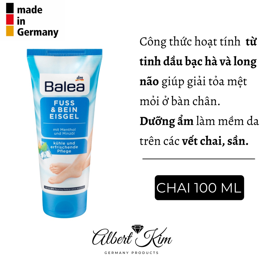 [ Hàng Đức ] Kem dưỡng da chân Balea tinh dầu bạc hà - 100ml