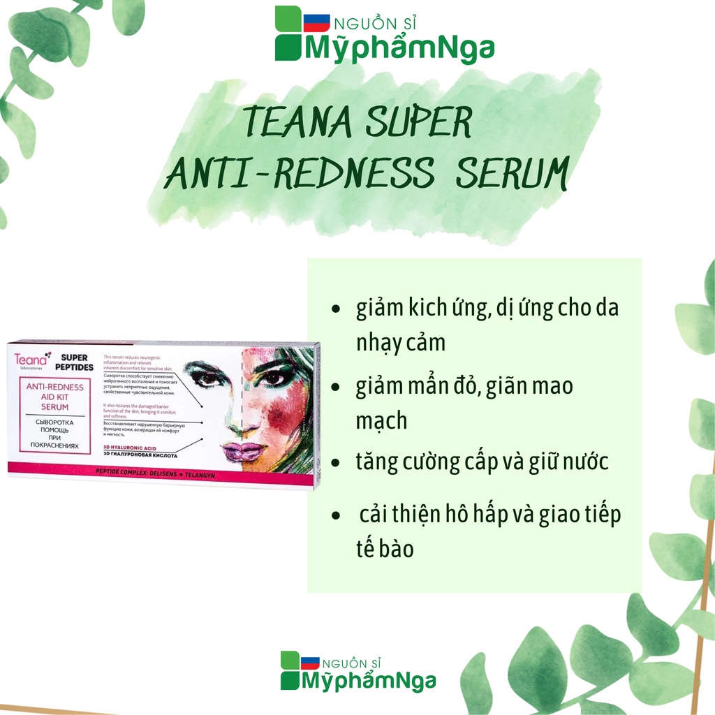 Serum TEANA SUPER PEPTIDES ANTI-REDNESS AID KIT SERUM loại bỏ m.ụn sưng, phục hồi da