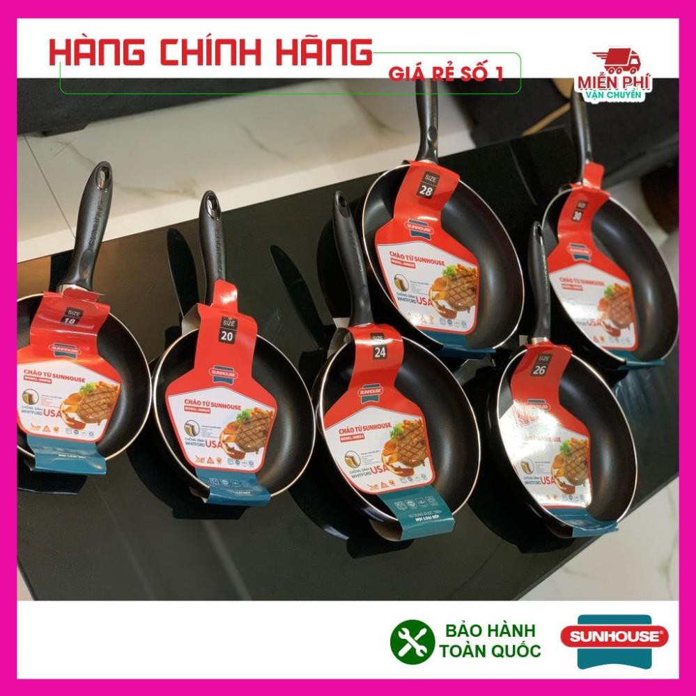 Chảo chống dính bếp từ, chảo chống dính SUNHOUSE SHM18 SHM20 SHM24 SHM26 SHM28 SHMM30, phù hợp với bếp từ.