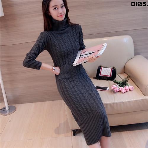 Đầm Len Cổ Lọ Dài Đến Đầu Gối Phong Cách Hàn Quốc Thời Trang Cho Nữ