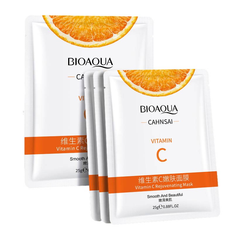 Mặt nạ giấy giảm mụn dưỡng da chống lão hóa dưỡng ẩm trắng da Vitamin C Bioaqua LUVELA MN04