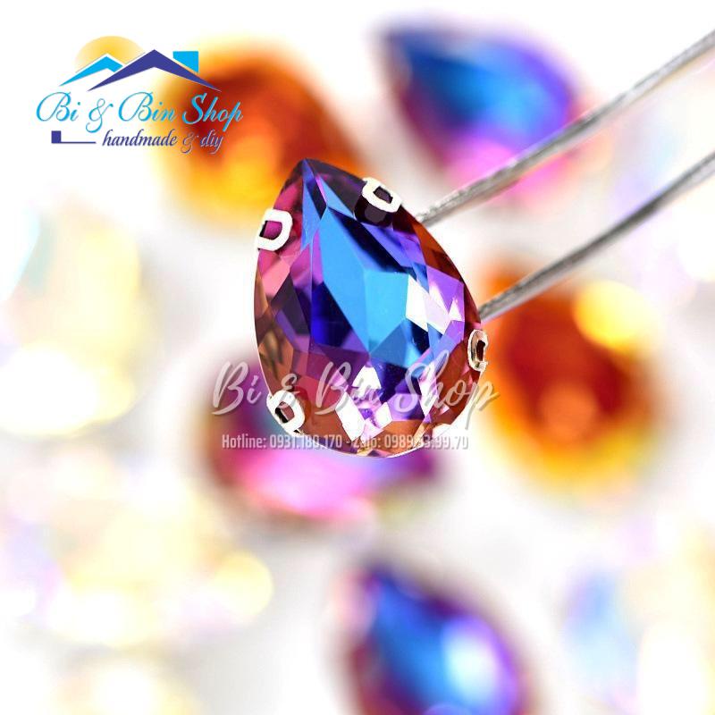 10 Viên Đá Đế Giọt Nước 10x14mm Pha Lê Ánh Cừ Đính Kết Trang Phục Thời Trang, Trang Trí Vương Miện - Bi &amp; Bin Shop