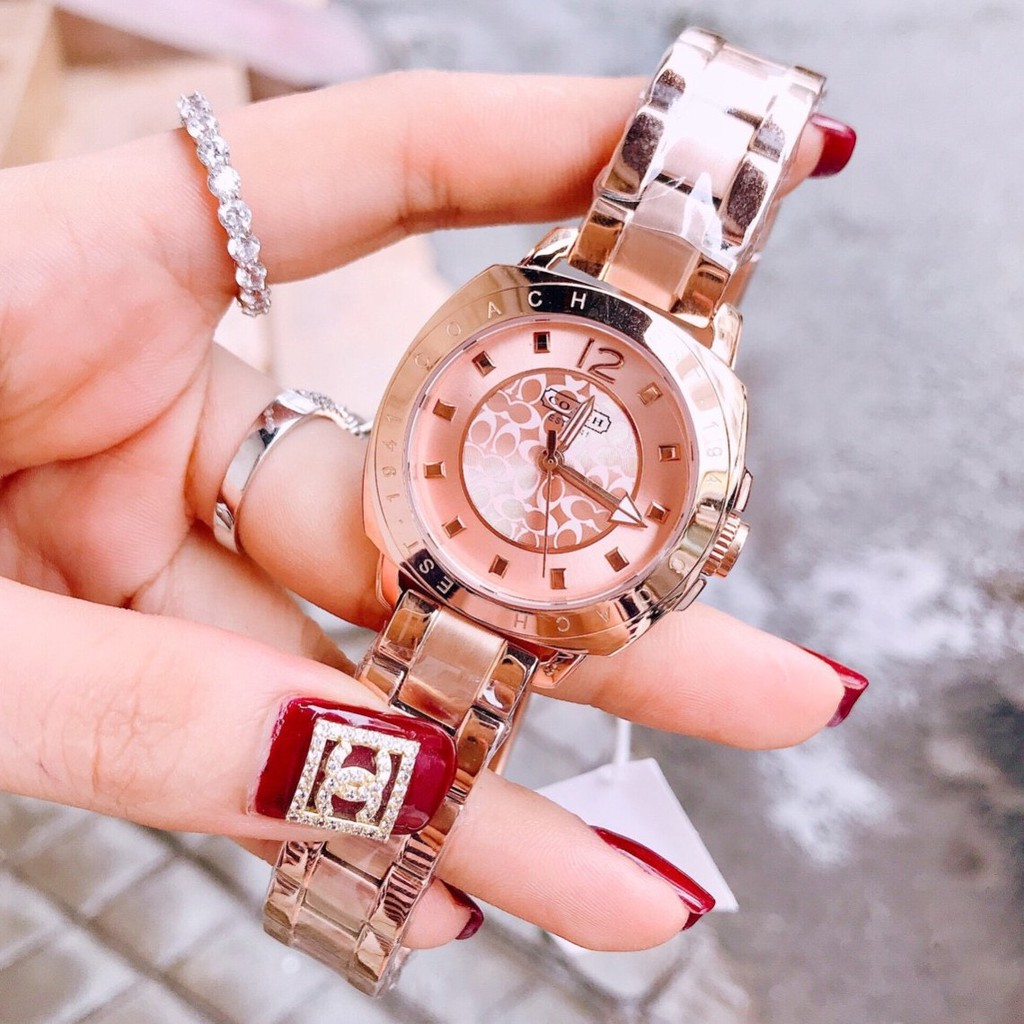 Đồng Hồ Coach Nữ Dây Kim Loại Vàng Hồng 35mm Authentic