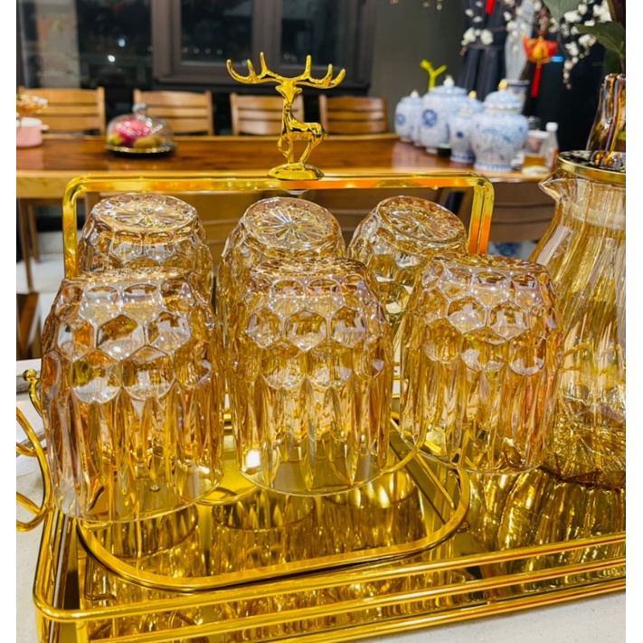 bộ cốc thủy tinh cao cấp. set thủy tinh cao cấp. cốc chén. ấm chén uống nước. bộ ly thủy tinh cao cấp. hoangdecor