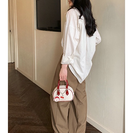 Túi Xách Da Bóng Họa Tiết Cherry Maruko Đáng Yêu Thời Trang Cho Nữ