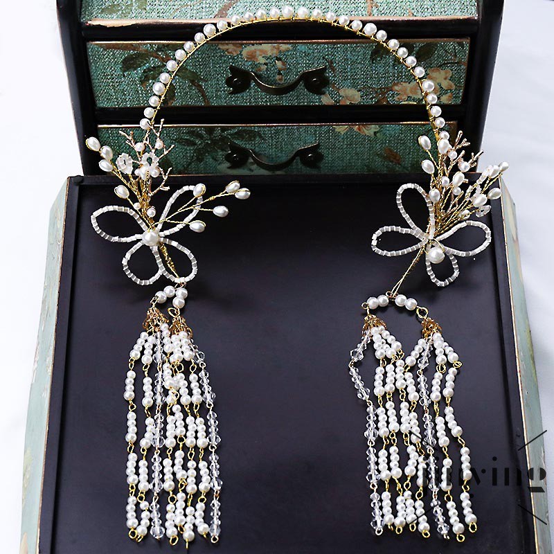 GETNOIVAS Vương miện cô dâu đính hạt ngọc trai sang trọng