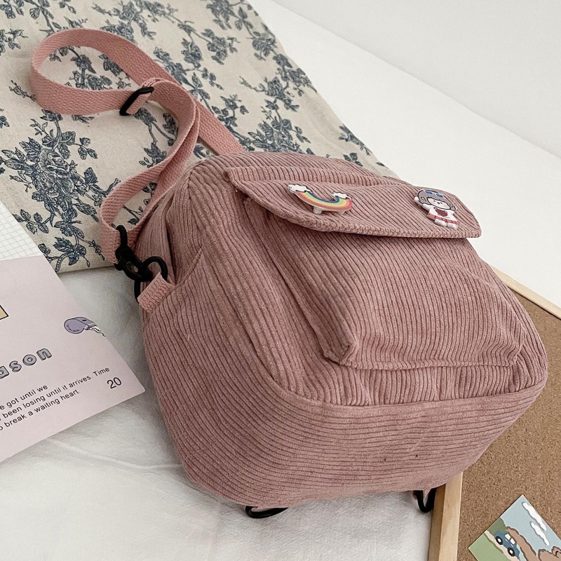 Balo Đeo Vai Bằng Vải Nhung Kẻ Thời Trang Dành Cho Nữ