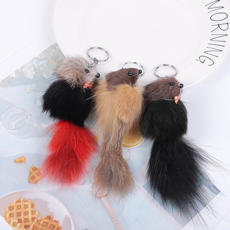 Móc khoá lông cáo siêu đẹp_lông mịn_ thơm treo balo móc khoá xe