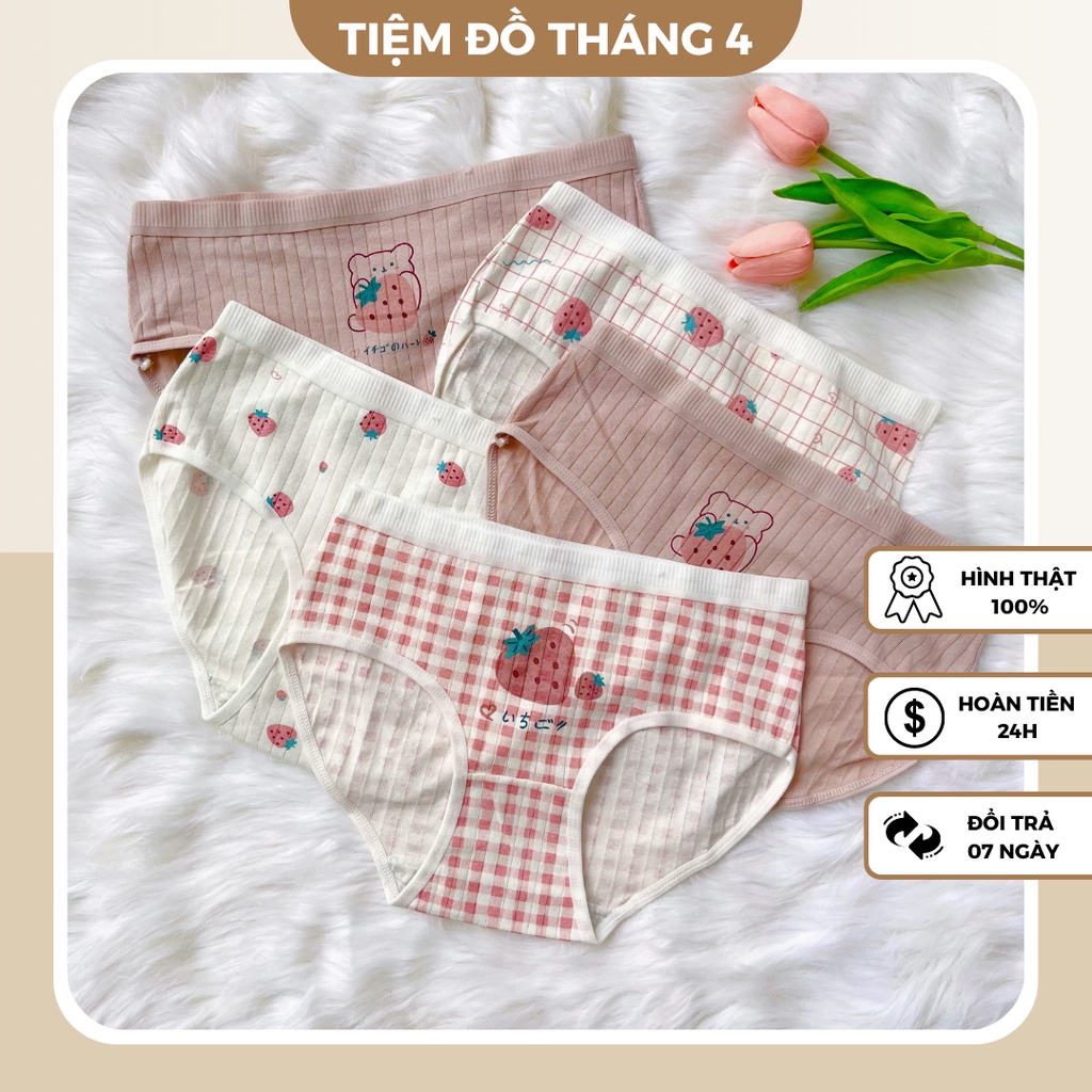 Quần Chip Nữ TIỆM ĐỒ THÁNG 4 Lót Nữ Cotton Kháng Khuẩn Họa Tiết Siêu Cute Dễ Thương Giao Màu Ngẫu Nhiên CHIP CUTE