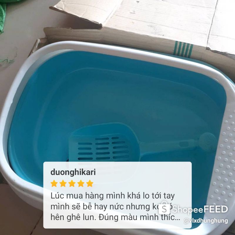 [HOẢ TỐC HCM]Chậu khay đựng cát vệ sinh cho mèo kèm xẻng thành cao kích thước 40 x 30 cho mèo nhỏ dưới 4kg