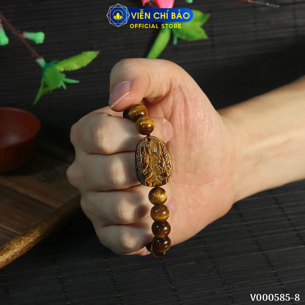 Vòng tay phong thủy đá mix mặt phật vàng 10mm thời trang phụ kiện trang sức Viễn Chí Bảo V000585