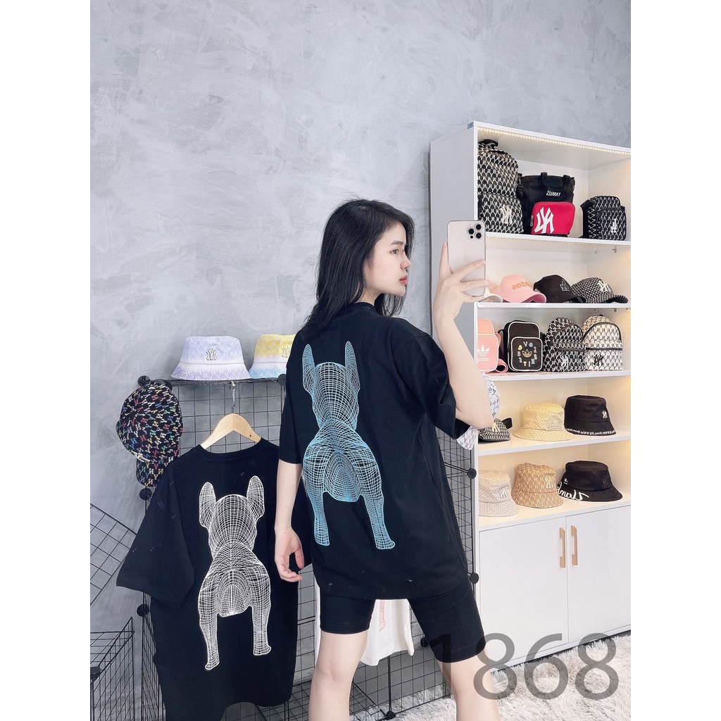 Áo họa tiết đen in xanh dương 1868 LIFEWORK TEE Made in KO/RE/A full-tag-code Form Oversize