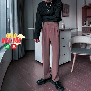 Quần tây nam ống rộng lưng cao Burgundy