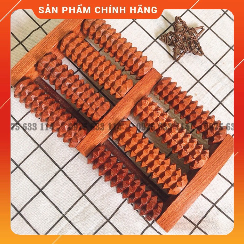 Dụng cụ massage 📌FREESHIP📌Bàn lăn chân gỗ hương, 4 hàng cỡ nhỏ, lăn chân bấm huyệt thư thái (H3)