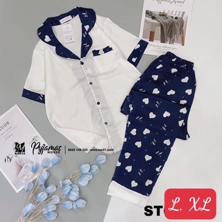 Đồ Bộ Lụa Satin Mặc Nhà Quần Dài Tay Ngắn