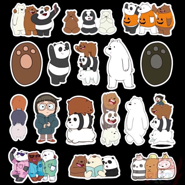 Sticker cute dán hình 3 gấu chống thấm nước