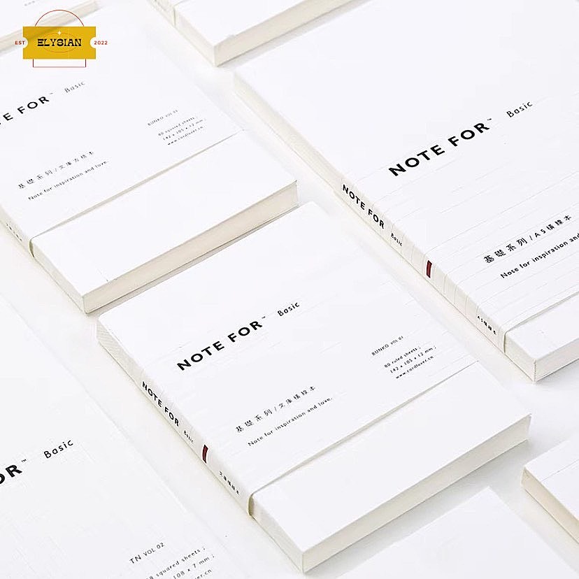 Sổ NOTE FOR BASIC, Sổ Bullet journal/ Scrapbook/ Planner Bìa trắng trơn ruột grid, kẻ ngang, trơn si